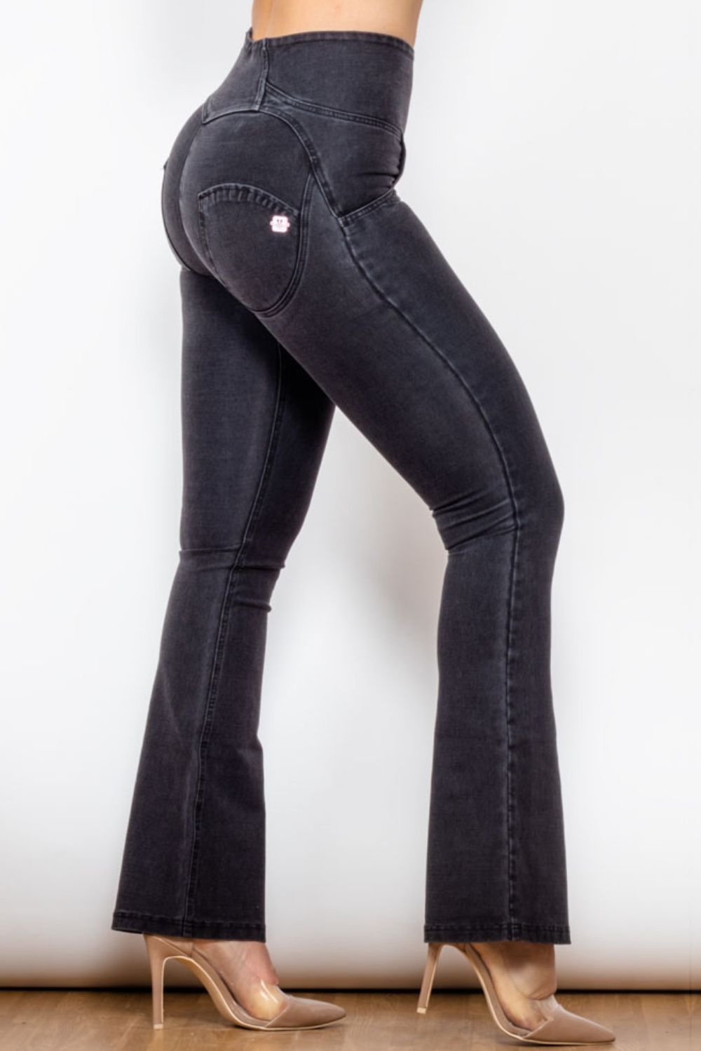 Comfy Huggers Zip Detail Flare Long | Jeans