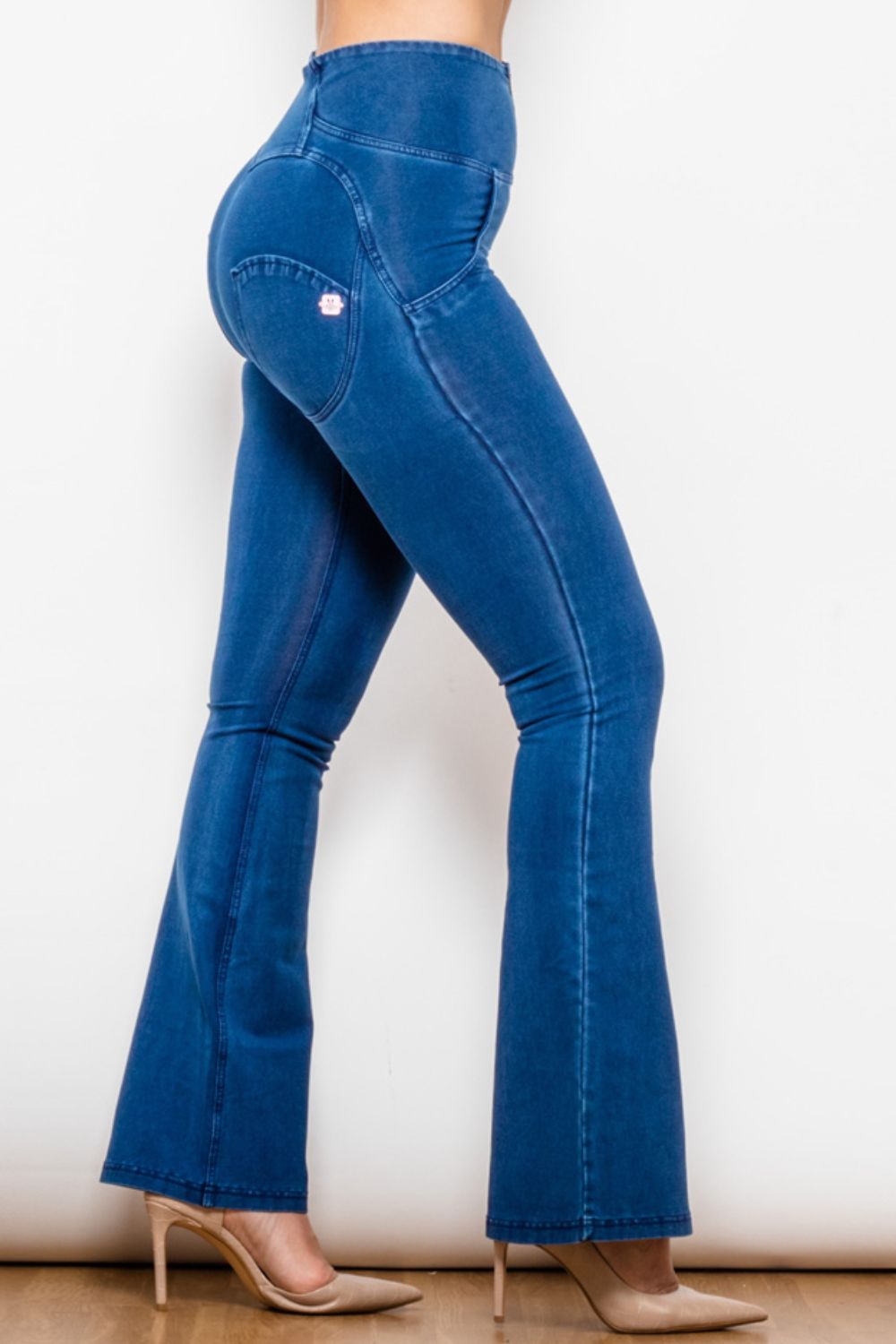 Comfy Huggers High Waist Zipped Flare Long | Jeans