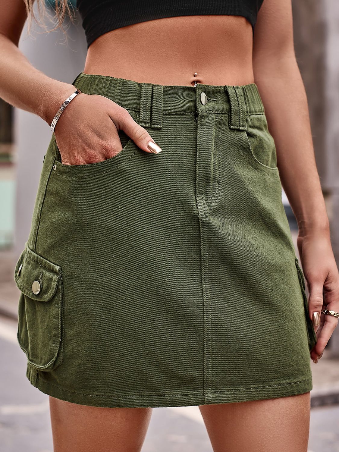 Denim Cargo | Mini Skirt