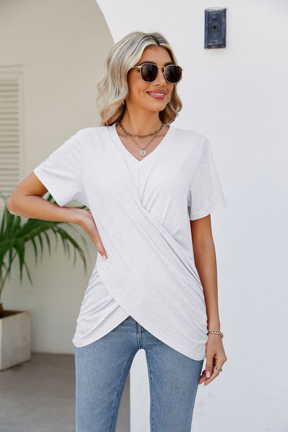 V-Neck Crisscross Short Sleeve | Tee