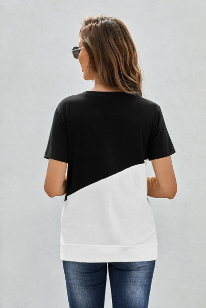 Slanty Two-Tone Round Neck | Tee