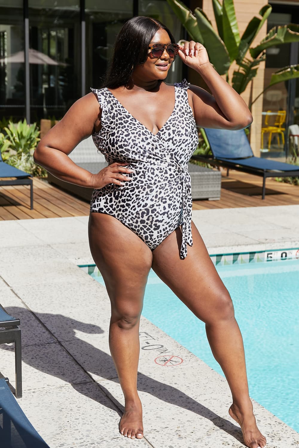 Big Cat Ruffle Faux Wrap | One-Piece Swimsuit