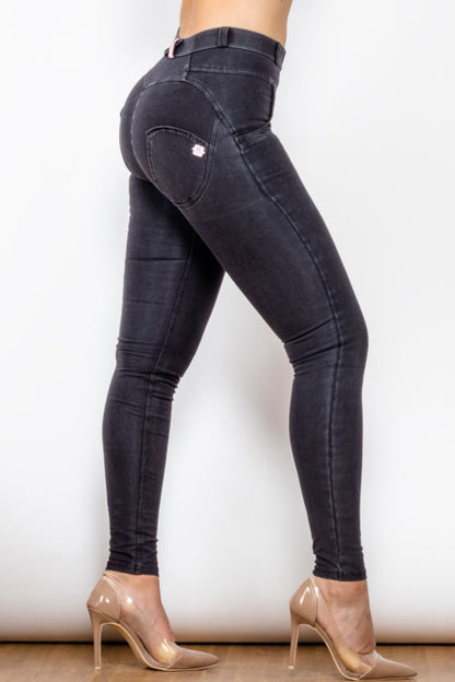 Comfy Huggers Deep Navy Buttoned Skinny Long | Jeans