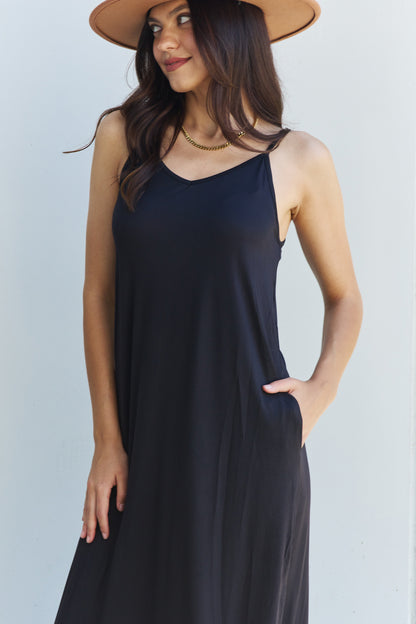Cami Side Slit in Black | Maxi Dress