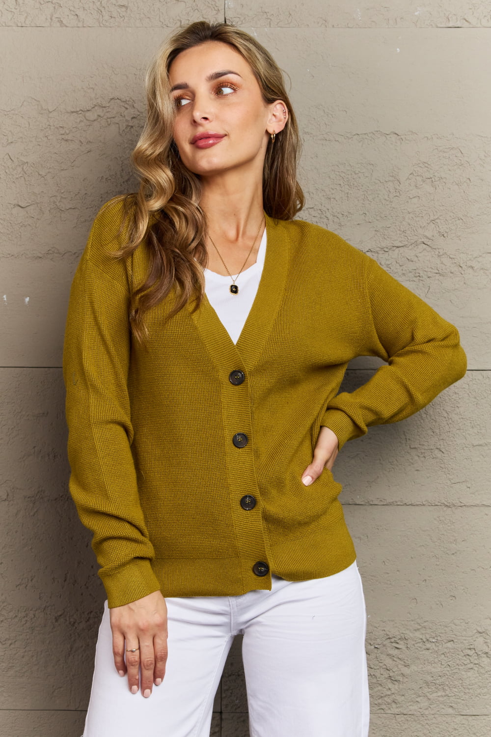 Button Down in Chartreuse | Cardigan