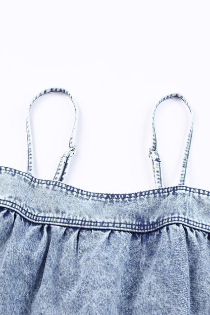 Smocked Adjustable Strap Denim | Cami