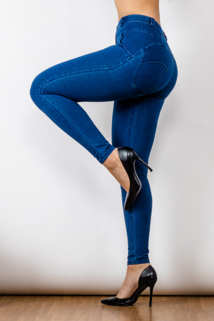 Comfy Huggers Blue Buttoned Skinny | Jeans