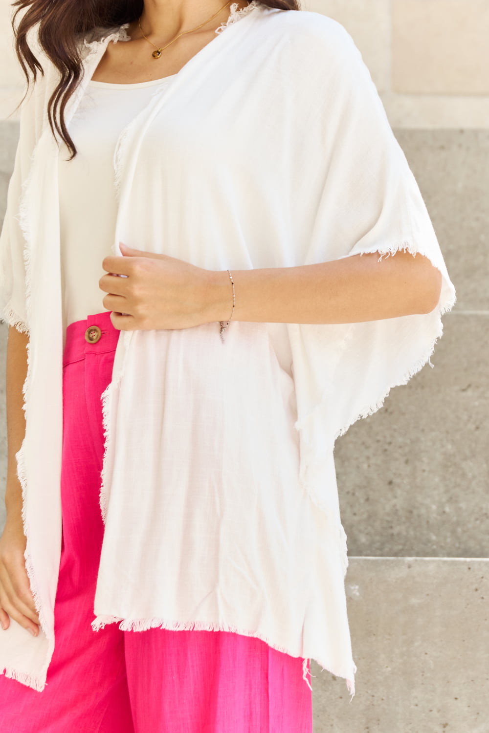 Wash Gauze Open Front in Off White | Kimono