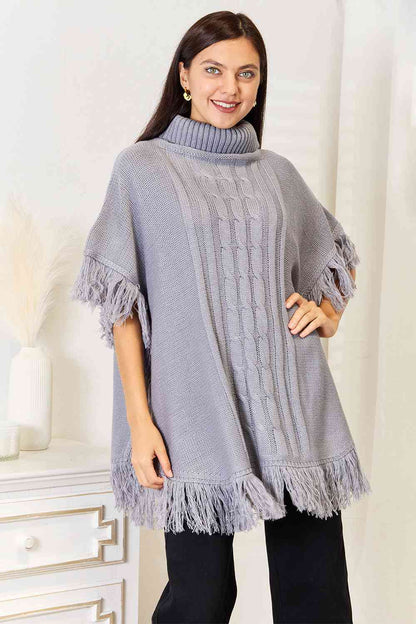 Turtle Neck Fringe | Poncho