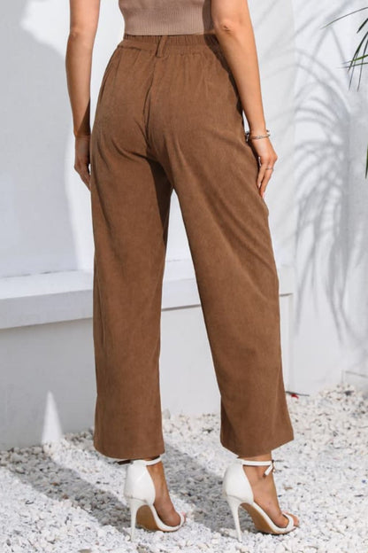 Buttoned Straight Hem Long Pants