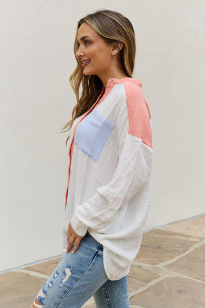 Color Block Woven Button Down | Top