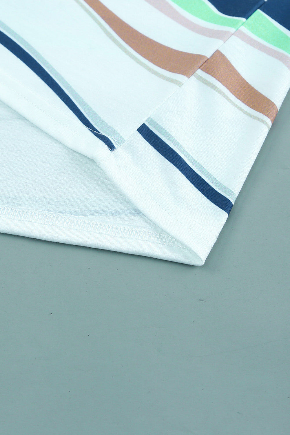 Striped Round Neck Long Sleeve  |Top