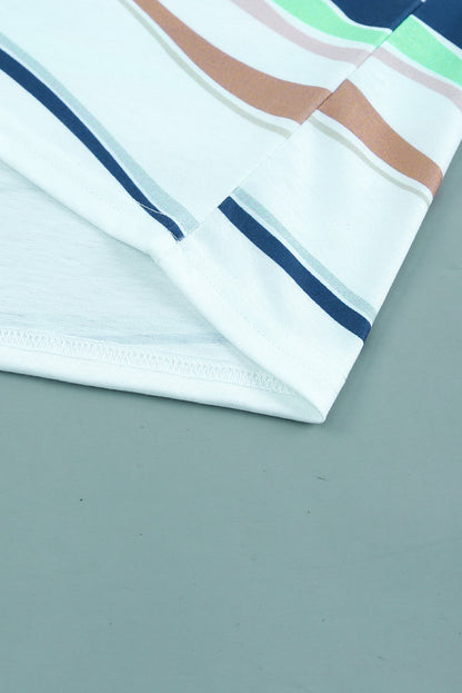 Striped Round Neck Long Sleeve  |Top