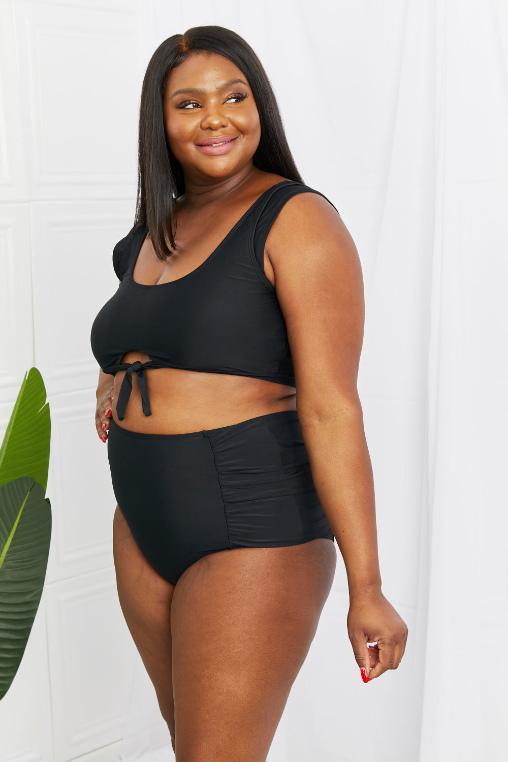 Crop Swim Top and Ruched Bottoms | Swimwear Set