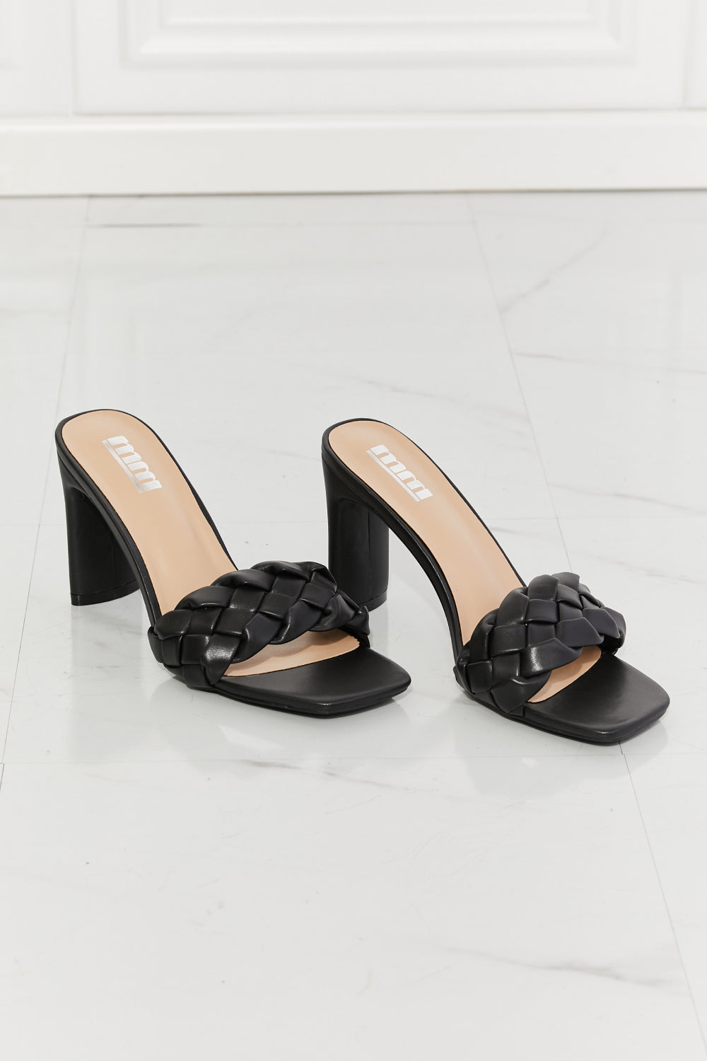 Braided Block Heel in Black | Sandals