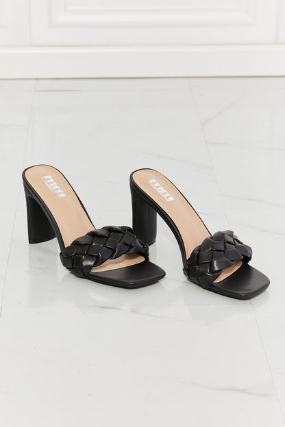 Braided Block Heel in Black | Sandals