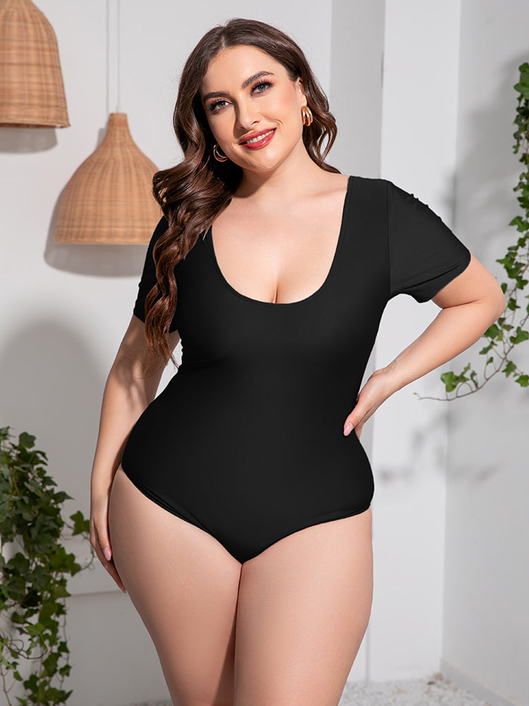 Scoop Neck Short Sleeve | One-Piece Swimsuit