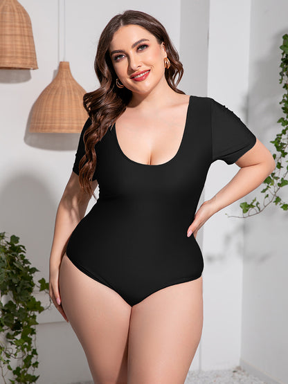Scoop Neck Short Sleeve | One-Piece Swimsuit