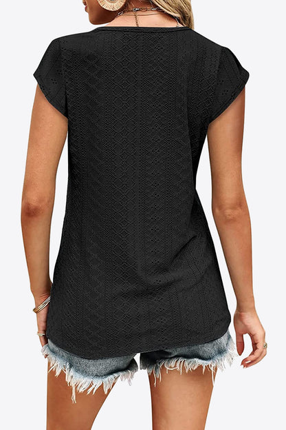 Eyelet V-Neck | Tee