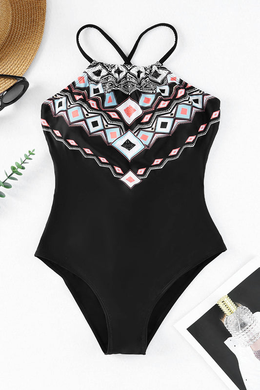Geometric Print Tie Back | One-Piece Swimsuit