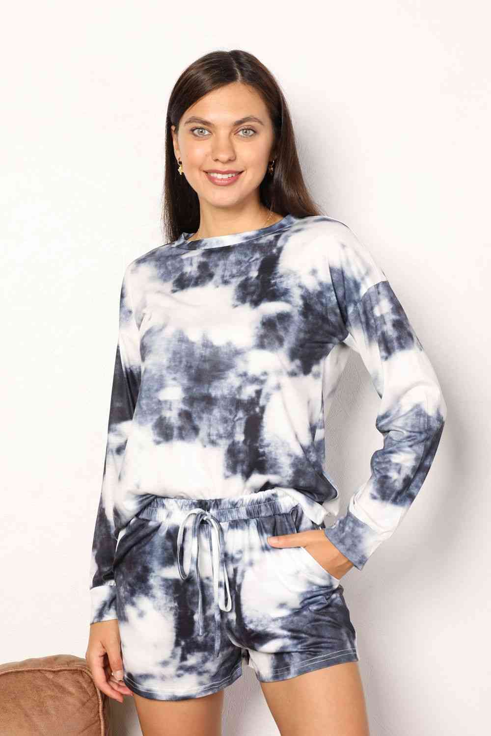 Tie-Dye Round Neck Top and Shorts | Lounge Set