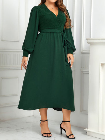 Tie Waist Long Sleeve Midi | Dress