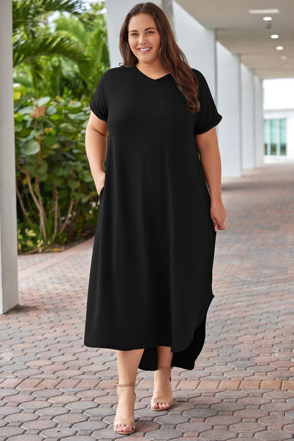 V-Neck Short Sleeve Maxi | Dress