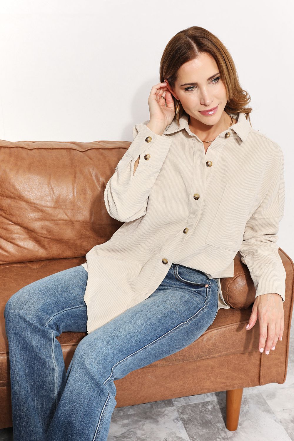 Button-Down Corduroy Tunic | Shirt