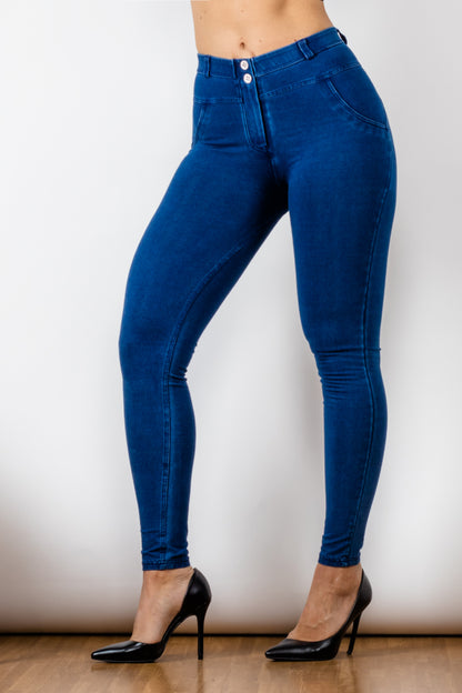 Comfy Huggers Blue Buttoned Skinny | Jeans