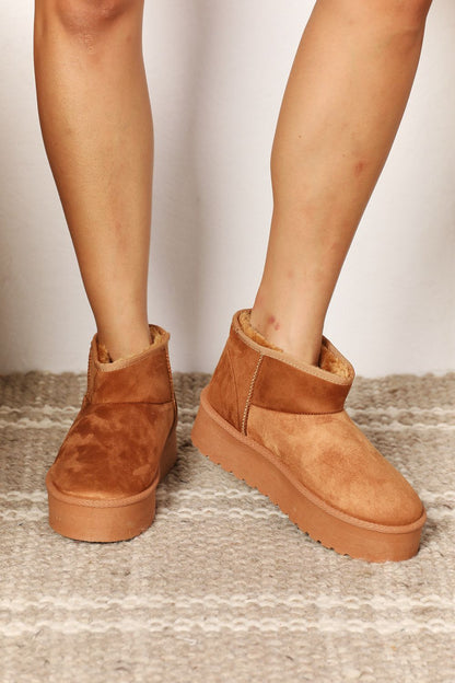 Fleece Lined Chunky Platform Mini | Boots