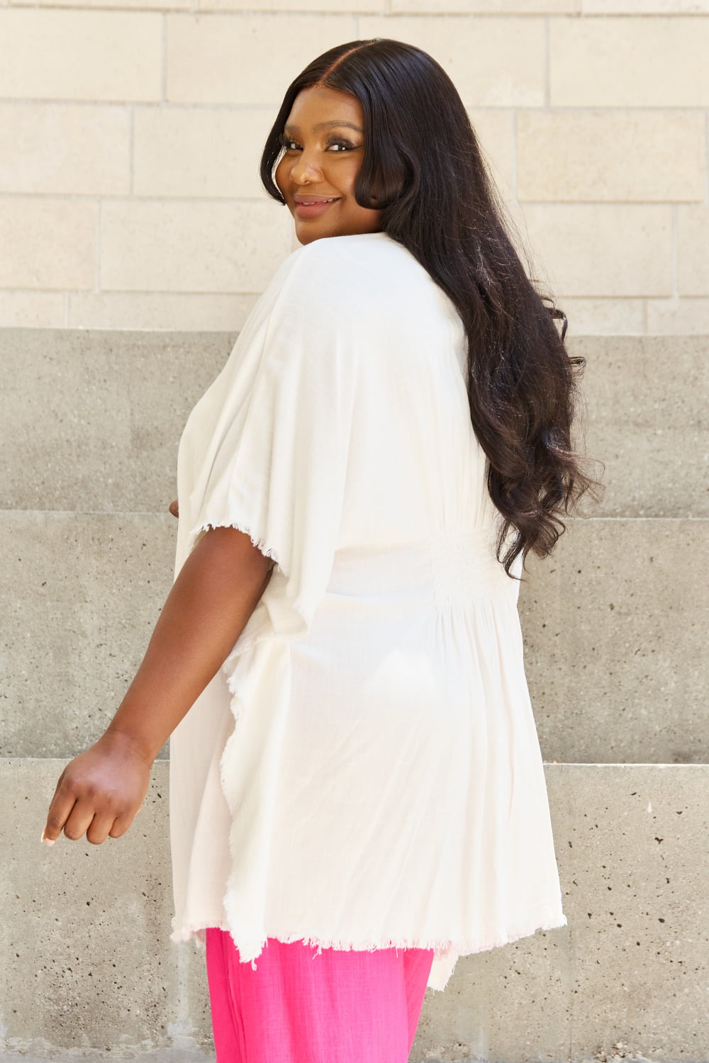 Wash Gauze Open Front in Off White | Kimono