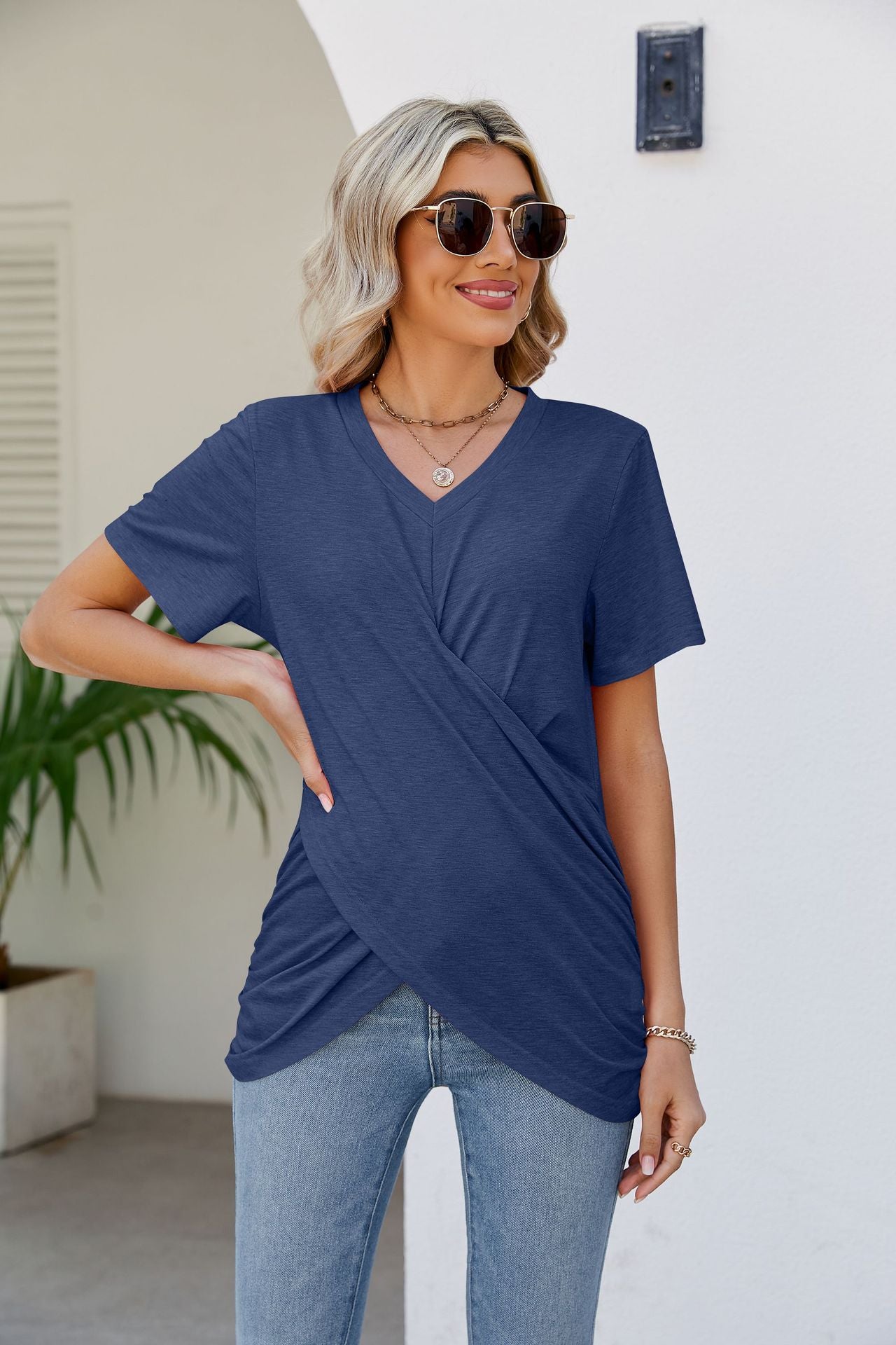 V-Neck Crisscross Short Sleeve | Tee