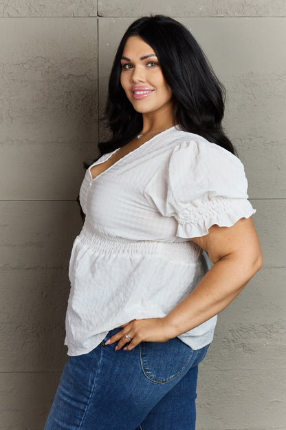 V-Neck Puff Sleeve Button Down | Top