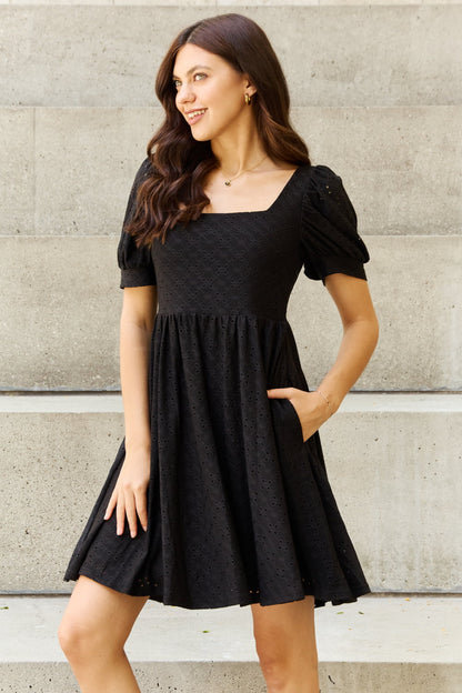 Square Neck Crochet Mini | Dress