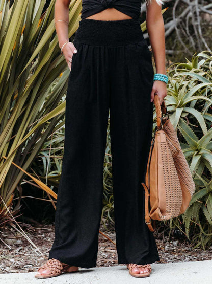 Smocked Waist Wide Leg | Pants