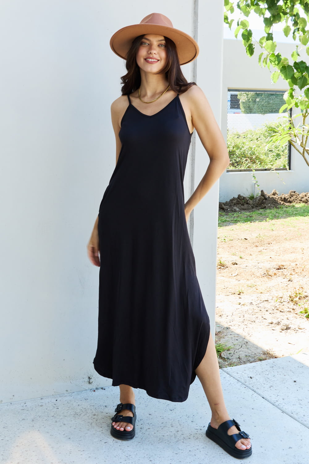 Cami Side Slit in Black | Maxi Dress
