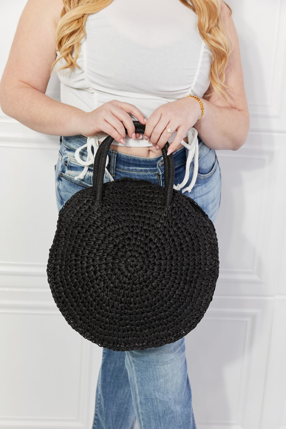 Black Beach Date Straw Rattan | Handbag