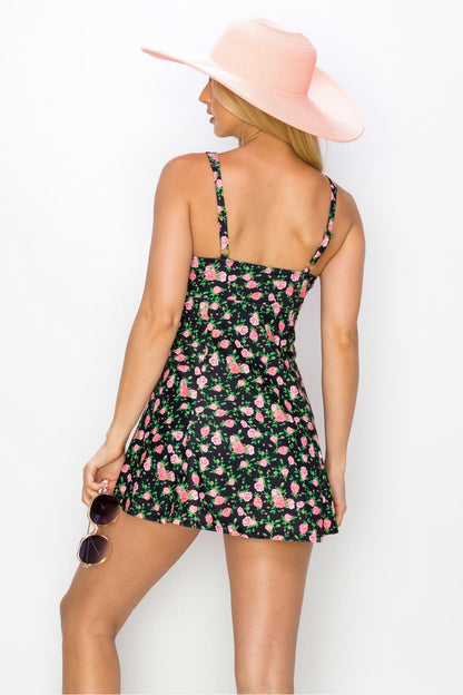 Black Roses | Swim Dress