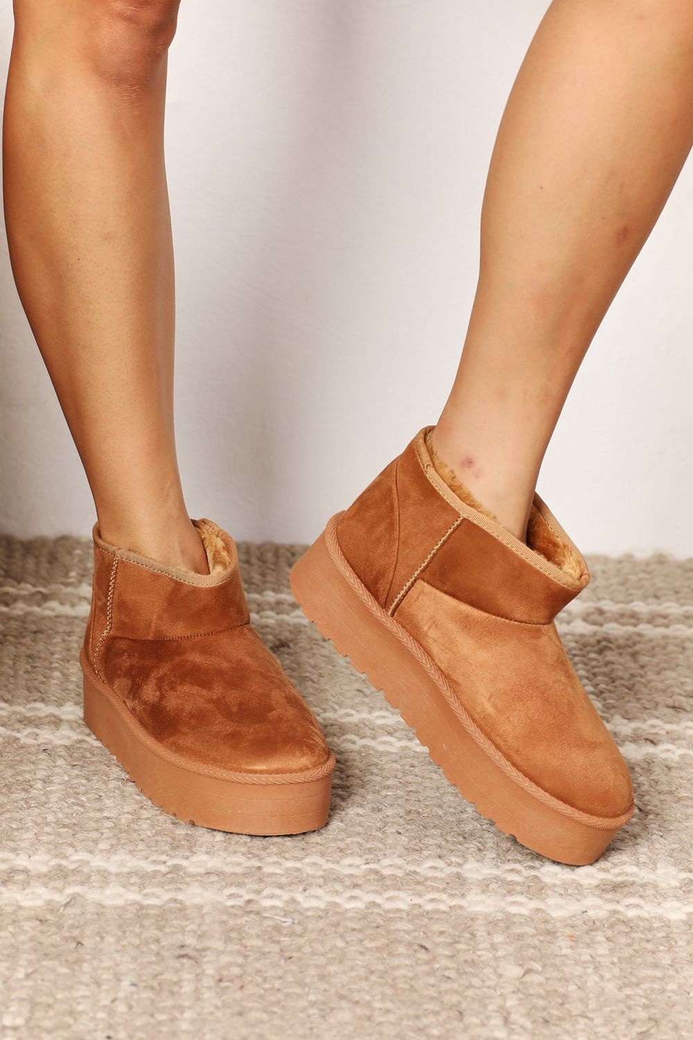 Fleece Lined Chunky Platform Mini | Boots