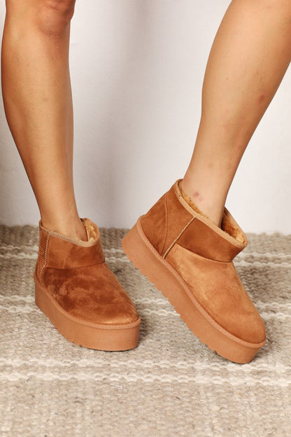 Fleece Lined Chunky Platform Mini | Boots
