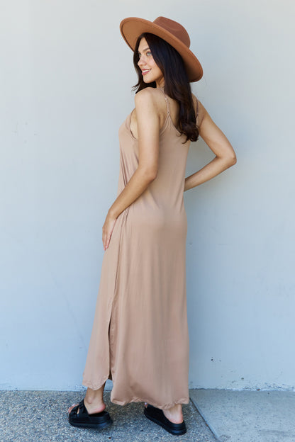 Cami Side Slit in Camel | Maxi Dress