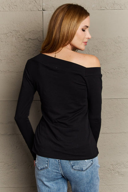 Asymmetrical Neck Long Sleeve | Top