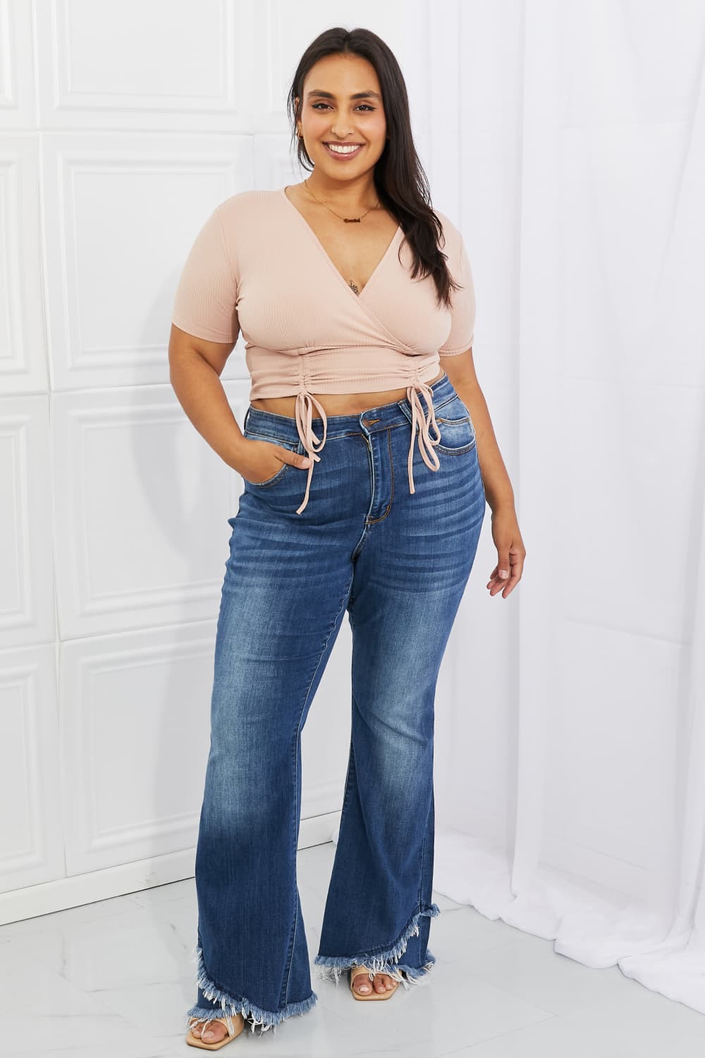 Blush Ribbed Front Scrunched | Top