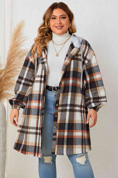 Plaid Drop Shoulder Hooded | Coat