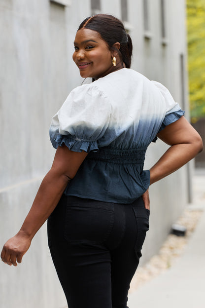 Smocked Waist Ombre Woven | Top