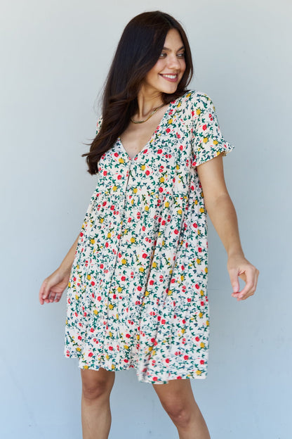 V-Neck Ruffle Sleeve Floral | Dress