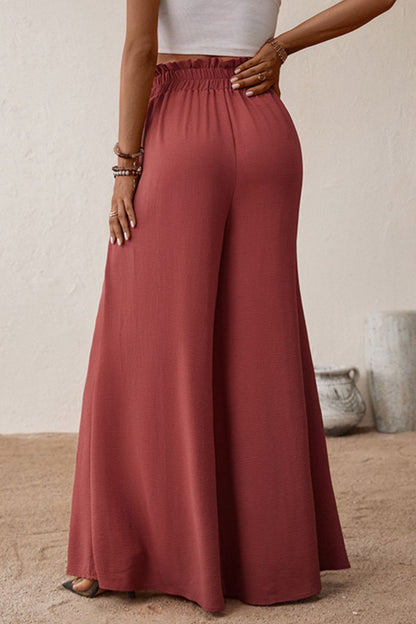 Smocked Paperbag Waist Wide Leg | Pants