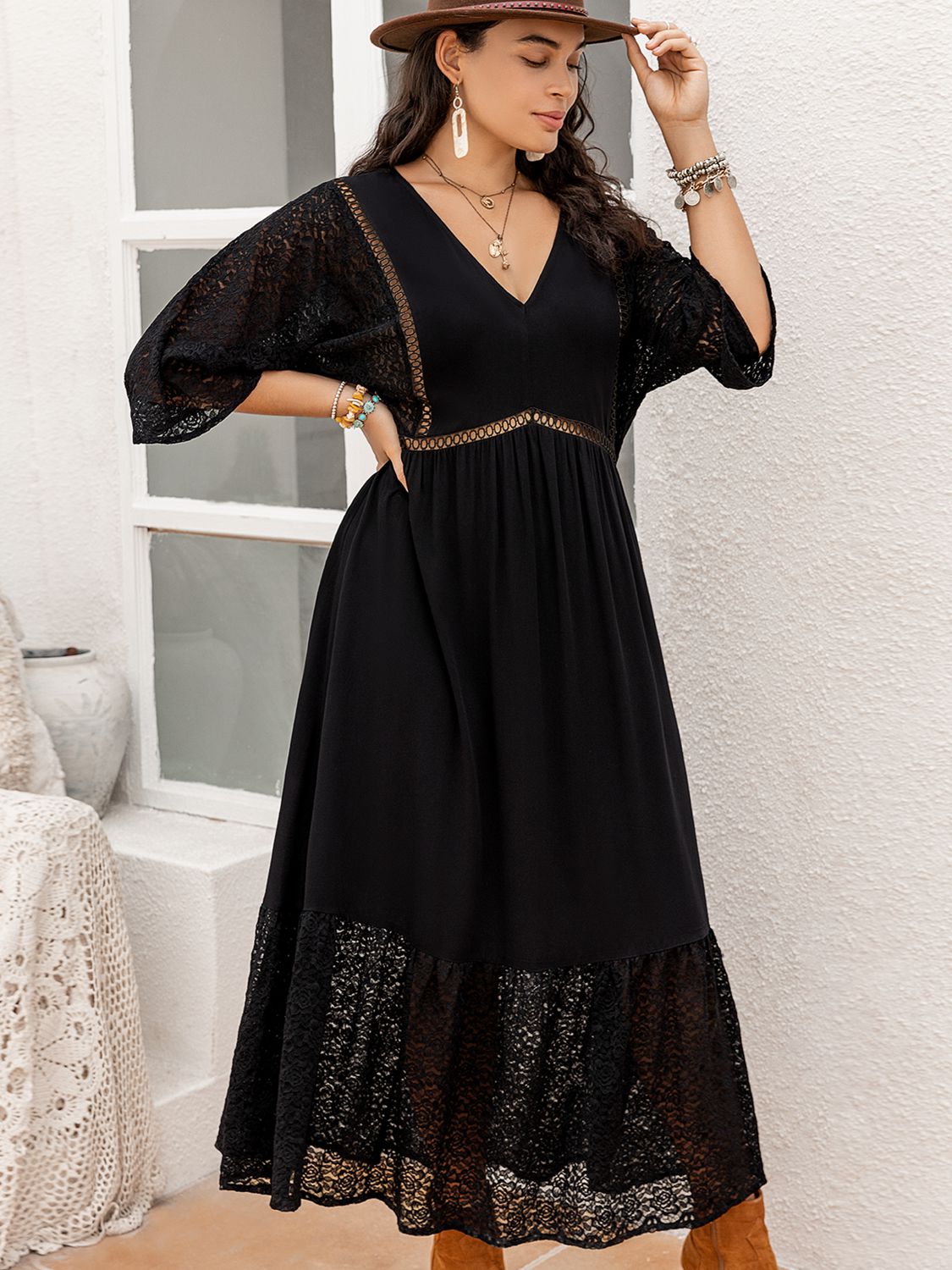 V-Neck Half Sleeve Midi | Dress