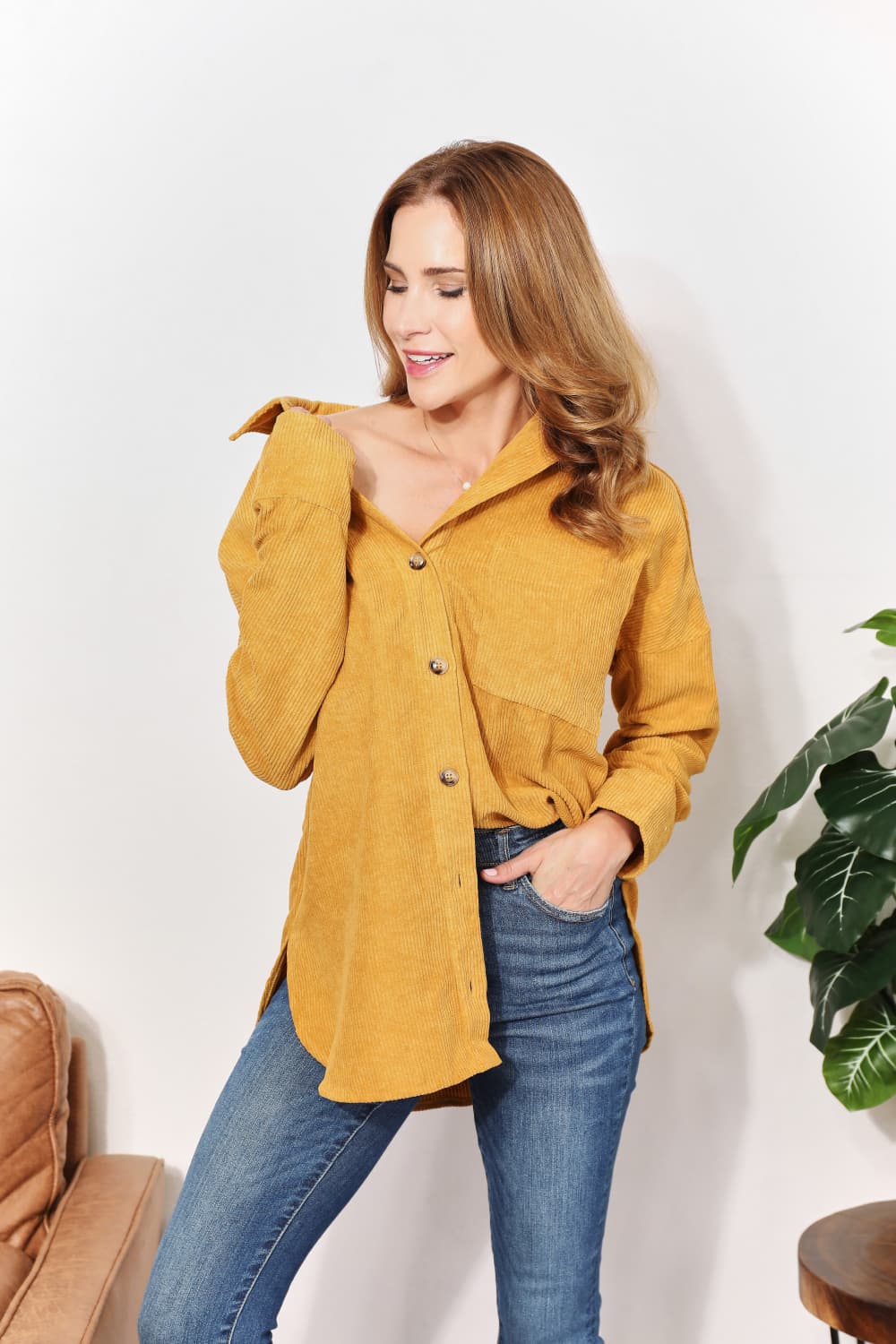 Button-Down Corduroy Tunic | Shirt