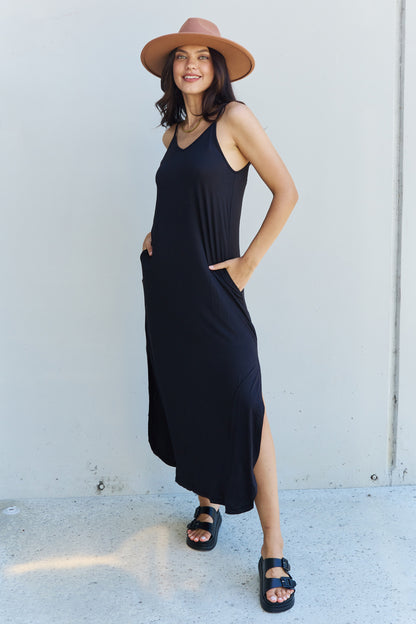 Cami Side Slit in Black | Maxi Dress